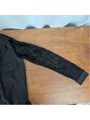Deadstock Lovers + Friends Lace Sleeve Black Collared Shirt Small thumbnail 3