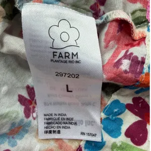 Farm Rio Floral Pom Pom Trim Swiss Dot Babydoll Blouse‎ Multi Color Womens Large thumbnail 4