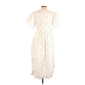 2020 SIMONE ROCHA x H&M White Puff Sleeve Eyelet Embroidery Ruffles Dress - S thumbnail 2