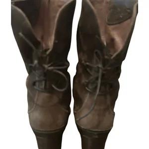 Clarks Artisan Boots Women 7M Brown Excellent Leather Lace Up Corset‎ Block Heel thumbnail 5