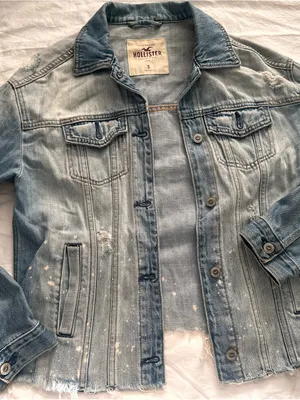Hollister Light Blue Washed Denim Jacket with Faded Finish thumbnail 1
