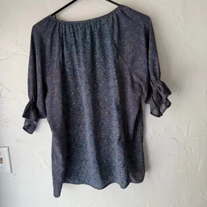 Love Olive CO Size Medium Blue Floral Peasant Ruffle Sleeve‎ thumbnail 4