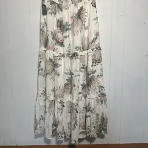Express NWT Linen Blend Floral Square Neck Smocked Tiered Maxi Dress Large L thumbnail 7