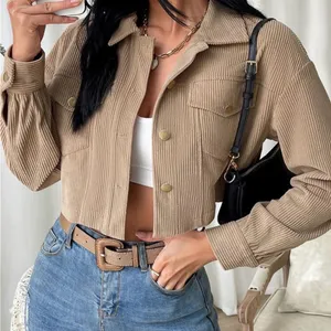 SHEIN Beige Corduroy Utility Jacket thumbnail 1