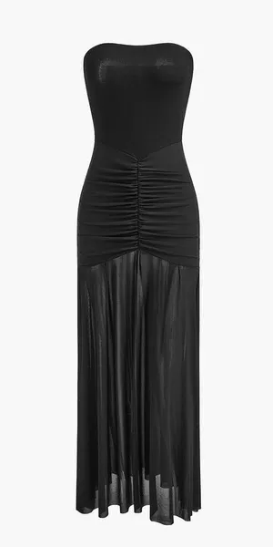Commence NWT Black Strapless Evening Dress Pleated Small thumbnail 1