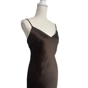 Steve Madden Lucille Slip Dress in Dark Espresso Xsmall New Womens Satin Midi thumbnail 4