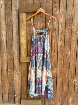 Natural Life Blue Floral Patchwork Lizzie Midi Dress thumbnail 4