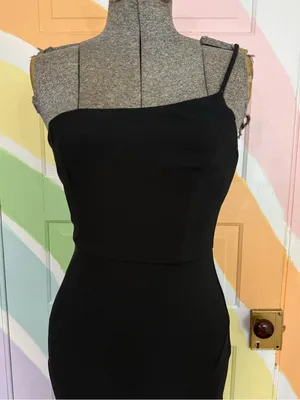 Lulu’s Absolutely Sensational Black Rhinestone One-Shoulder Maxi Dress Sz S 💚🍄 thumbnail 5