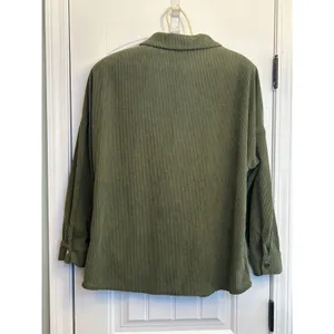 PrettyGarden Chic Women’s Medium Olive Green Corduroy Shacket Snap Front Pockets thumbnail 12
