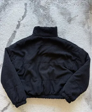 Black Corduroy Puffer Jacket thumbnail 3