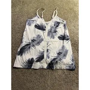 Kimchi Blue Womens Feather Print Sequin Camisole Top Cream Grey V-Neck Small‎ thumbnail 4