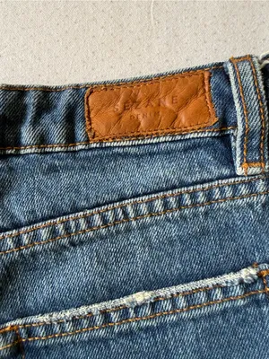 Sézane Indigo Button-Front Distressed Denim Shorts thumbnail 7