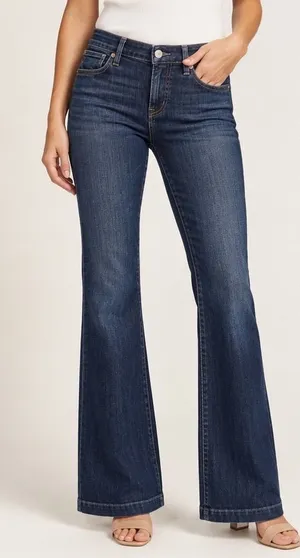 7 For All Mankind Dojo Flare Jeans Womens 23 Dark Wash Boho Wide Leg thumbnail 1