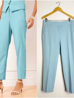 Talbots City Twill Ankle Pants Size 8 Light Blue Straight Leg Fully Lined thumbnail 2