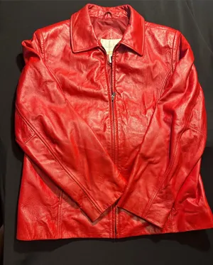 Studio Works Red Leather Zip Jacket thumbnail 1