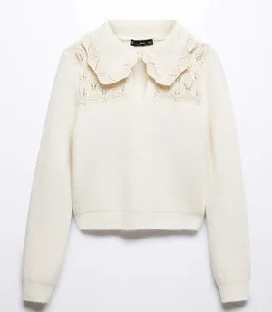 Cream Lace Collar Sweater thumbnail 1