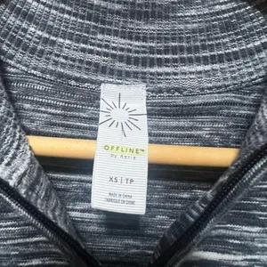 OFFLINE‎ By Aerie Home Stretch Quarter Zip Sweater Black Size Oversized XS thumbnail 10