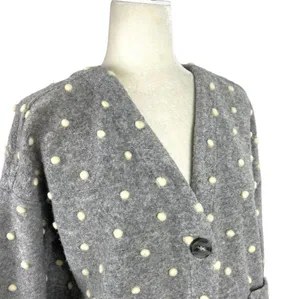 Madewell AG245 Texture & Thread Boxy Bobble Cropped Cardigan Small Polka Pom thumbnail 7