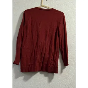 Loft Womens V Neck Long Sleeve Elastic Waist Wool Rib Knit Trim Sweater 16 18 thumbnail 2