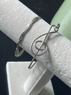 Free People 925 Sterling Silver treble clef bangle thumbnail 2