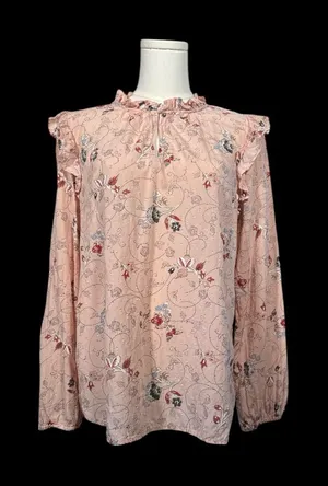 LOFT‎ Pink Floral Long Sleeve Blouse thumbnail 1