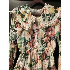 FOR LOVE AND LEMONS Bailey Floral Asymmetrical long sleeve ruffle mini Dress S thumbnail 4