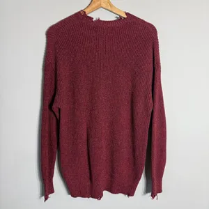 NWT Pistola Eva Distressed Crew Neck Knit Pullover Sweater Women's XS Red Black thumbnail 11