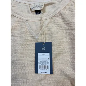 Universal Threads Women's Textured Cap Sleeve Sweatshirt, Off White, 4x thumbnail 4