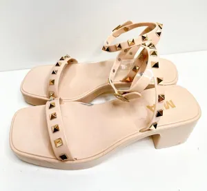 MIA Sandals Womens Size 6 Pink Studded Chunky‎ Heel Y2K thumbnail 1