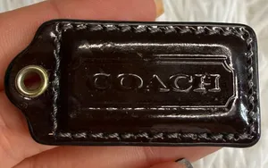 1.5" COACH Brown Patent Leather Fob Bag Charm Hang tag Hangtag thumbnail 1