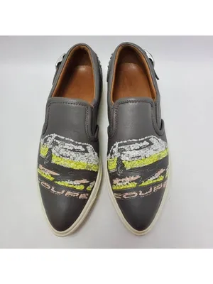 Coach Slip On Shoe C103 Sequin Studded Buckle Gray Sneakers Pointy Toe Sz 6.5 B thumbnail 3