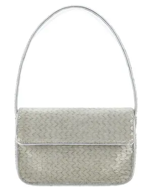 Staud Tommy Shoulder Beaded Bag in Silver thumbnail 1