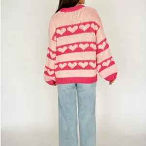 BaeVely Heart Knit Sweater Pink Size M thumbnail 2