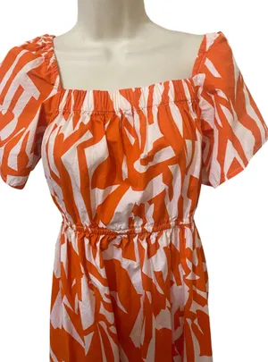 Nation AK Outfits Long Tropical Orange Maxi Tiered dress women size S thumbnail 4