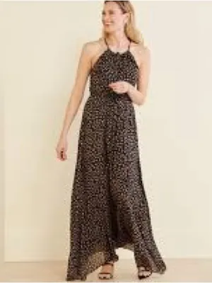 Sanctuary Black and Cream Halter Style Printed Maxi Dress thumbnail 4