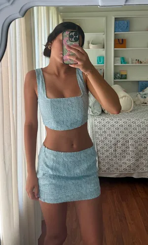 Pretty Little Thing Set Blue Sequin Skirt and Top thumbnail 1