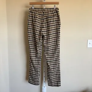 EDITED womens 38 Brown Cream‎ Plaid Ankle Trouser Pants thumbnail 4