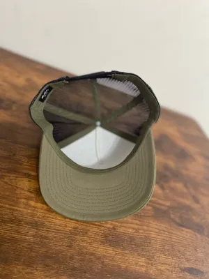 RVCA Olive Green and Black Trucker Hat with Leather Patch thumbnail 3