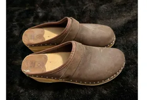 Bastad Original Wooden Clog Brown Tan Leather Made in Sweden Slip On 38 7.5 thumbnail 1