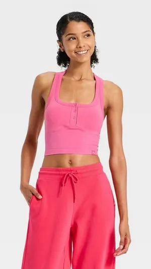 JoyLab Women’s Seamless Henley Support Tank Top thumbnail 1