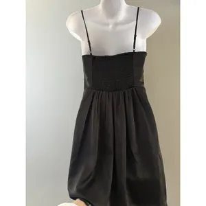 Hollister Slip Dress Womens Size Small Black Silky LBD Going Out Party Ruched thumbnail 2