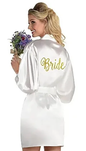 Amscan Bride's Robe, One Size, White new in package gift getting ready wedding Size undefined thumbnail 1