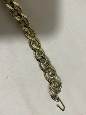 Vintage Gold Tone Textured Link Chain Necklace Adjustable Hook Closure 18-19" thumbnail 5