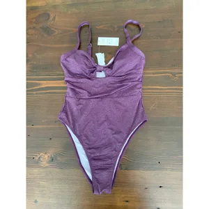 Cupshe‎ Atlantis Plum Lurex Keyhole One-Piece NWT size small thumbnail 4