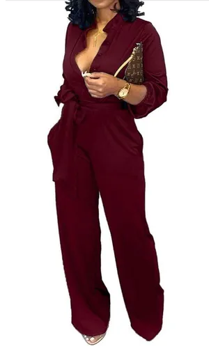 NEW Jumpsuit Elegant Wide Leg Pants Pockets 2X NO BELT thumbnail 1