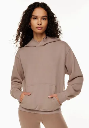 Aritzia Super Fleece Hoodie in Taupe Small thumbnail 1