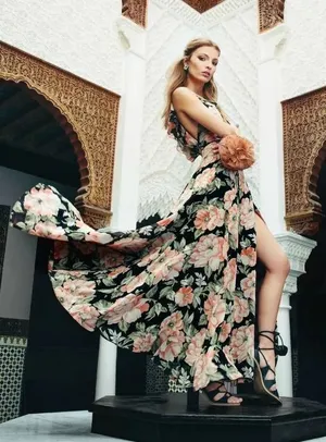 Reformation • Arianna Dress maxi wrap gown De Marie dark floral thumbnail 1