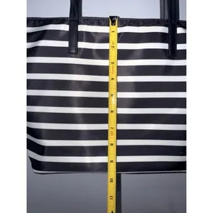 Kate Spade Hayden Sailing Stripe Tote Shoulder Bag Black and White Gold Zipper S thumbnail 8