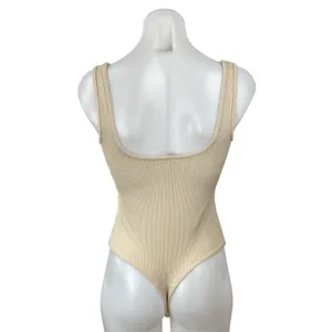 NEW Abercrombie & Fitch Cream Sleeveless Zip Knit Thong Tank Bodysuit Top Size S thumbnail 4
