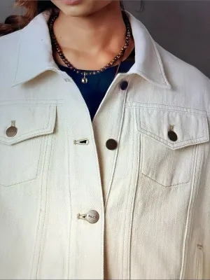 PILCRO The Weston Denim Cape boyfriend from Anthropology cream XS cotton thumbnail 5
